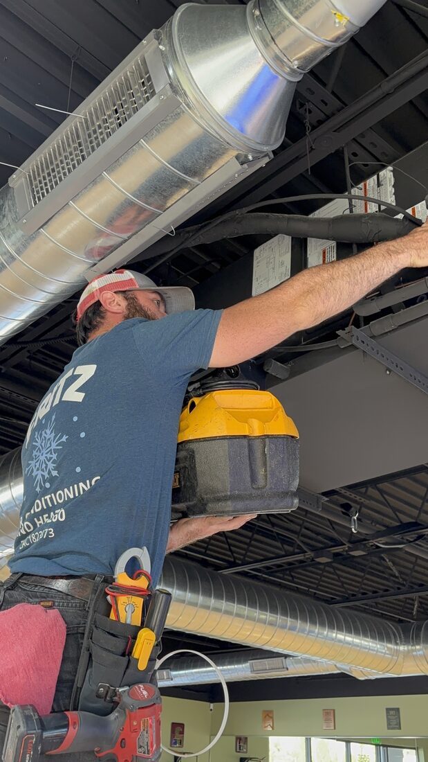 Fritz technician performing a maintenance check